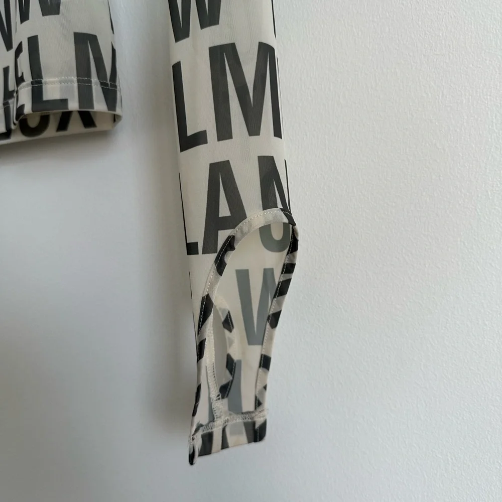 New With Tags Helmut Lang Black Logo Print Long Sleeve Top on Cream - Picture 7 of 14